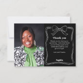 Verjaardagsfoto handgetekende boog zwart wit bedankkaart (Voorkant)