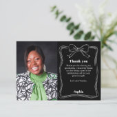 Verjaardagsfoto handgetekende boog zwart wit bedankkaart (Staand voorkant)