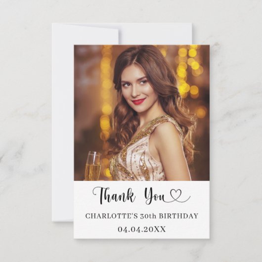 Verjaardagsfoto hart bedankkaart (Voorkant)