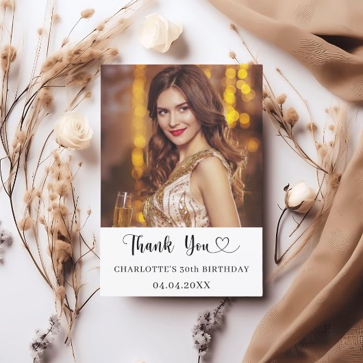 Verjaardagsfoto hart bedankkaart