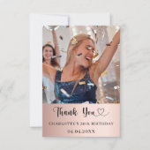 Verjaardagsfoto hart roos goud bedankkaart (Voorkant)
