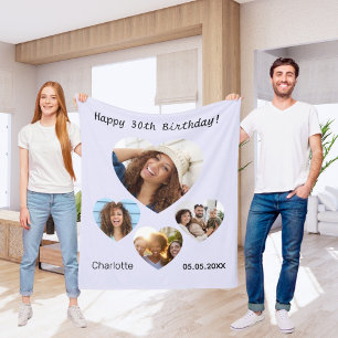 Verjaardagsfoto hartcollage lavendel vrienden fleece deken