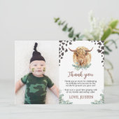 Verjaardagsfoto Highland Cow bedankkaart (Staand voorkant)