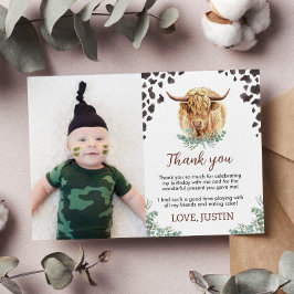 Verjaardagsfoto Highland Cow Verzendkaart met Beda Bedankkaart