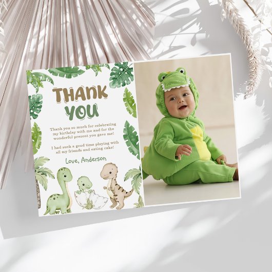 Verjaardagsfoto Jungle Dinosaurs Bedankkaart