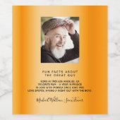 Verjaardagsfoto leuke weetjes bio gold guy wijn etiket (Enkel label)