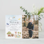 Verjaardagsfoto Little Farmer Farm Animals Kind Kaart (Staand voorkant)