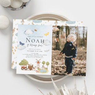 Verjaardagsfoto Little Farmer Farm Animals Kind Kaart