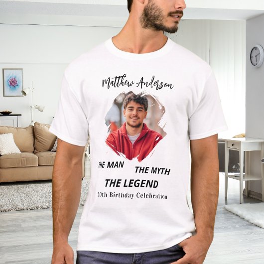 Verjaardagsfoto man mythe legende naam fun t-shirt