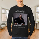 Verjaardagsfoto man mythe legende naam fun t-shirt<br><div class="desc">Personaliseer en voeg je eigen foto toe van de verjaardagsjongen/het man. Personaliseer en voeg een naam,  leeftijd 40 en een tekst toe. Tekst: Het Man,  de mythe,  de legende.</div>