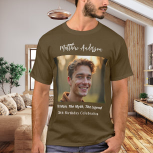 Verjaardagsfoto man mythe legende naam leuk bruin t-shirt
