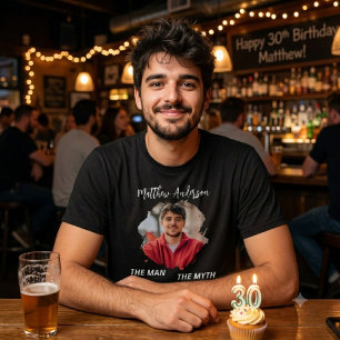 Verjaardagsfoto man mythe legende naam leuk zwart t-shirt