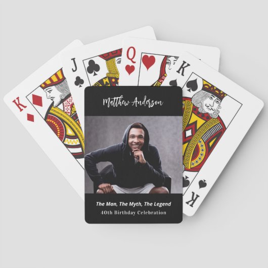 Verjaardagsfoto man mythe legende naam plezier pokerkaarten (Achterkant)