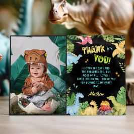 Verjaardagsfoto met cute dinosaurus bedankkaart