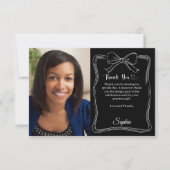 Verjaardagsfoto met de hand geschreven boog zwart bedankkaart (Voorkant)