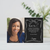 Verjaardagsfoto met de hand geschreven boog zwart bedankkaart (Staand voorkant)