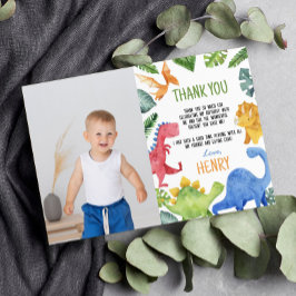 Verjaardagsfoto met leuke dinosauriers Bedankkaart