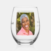 Verjaardagsfoto naam leeftijd wijnglas zonder voet (Voorkant)