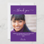 Verjaardagsfoto paarse bedankkaart kaart (Voorkant)