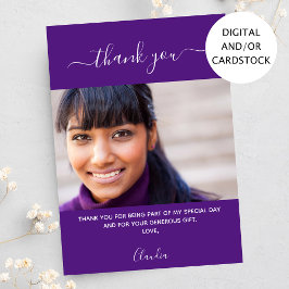 Verjaardagsfoto paarse bedankkaart kaart