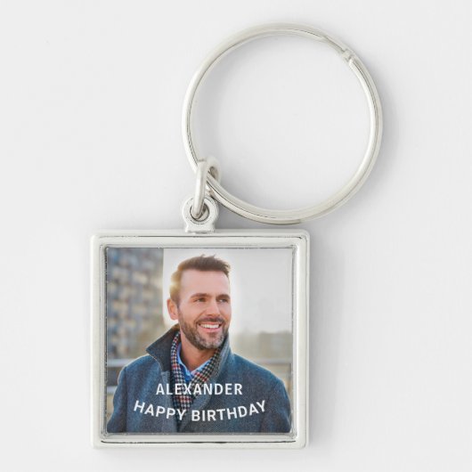 Verjaardagsfoto personaliseren  sleutelhanger (Voorkant)