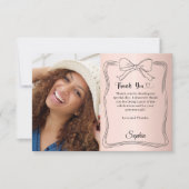 Verjaardagsfoto roos gouden handgeschreven boog bedankkaart (Voorkant)