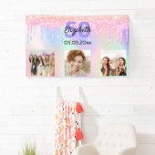 Verjaardagsfoto roze paarse welkom spandoek (Insitu)