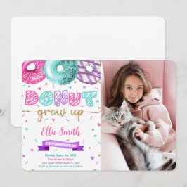 Verjaardagsfoto uitnodiging met bewerkbare donut