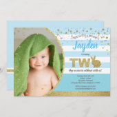 Verjaardagsfoto uitnodiging voor bunny boy 2 jaar  (Voorkant / Achterkant)