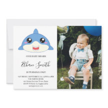 Verjaardagsfoto uitnodiging voor Cute Baby Shark