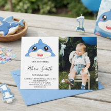 Verjaardagsfoto uitnodiging voor Cute Baby Shark