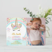 Verjaardagsfoto uitnodiging voor eenhoornkinderen (Staand voorkant)