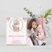 Verjaardagsfoto uitnodiging voor katje (Staand voorkant)