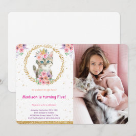 Verjaardagsfoto uitnodiging voor katje