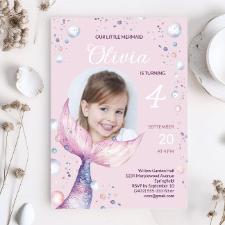 Verjaardagsfoto uitnodiging voor meisje als kleine