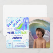 Verjaardagsfoto uitnodiging voor waterglijbaan (Voorkant / Achterkant)