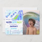 Verjaardagsfoto uitnodiging voor waterglijbaan (Voorkant)