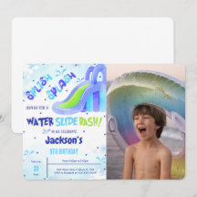 Verjaardagsfoto uitnodiging voor waterglijbaan