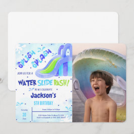 Verjaardagsfoto uitnodiging voor waterglijbaan