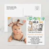 Verjaardagsfoto uitnodiging 'Wilde Dieren Safari' (Voorkant / Achterkant)