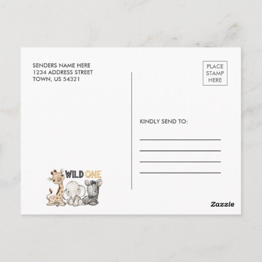 Verjaardagsfoto uitnodiging 'Wilde Dieren Safari' (Achterkant)