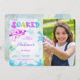 Verjaardagsfoto-uitnodigingen voor waterpistool  kaart