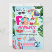 verjaardagsfoto van het meisje-poolfeest kaart (Voorkant)
