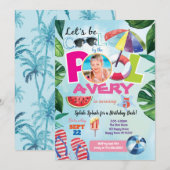 verjaardagsfoto van het meisje-poolfeest kaart (Voorkant / Achterkant)