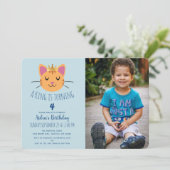 Verjaardagsfoto van King Kat Child Kaart (Staand voorkant)