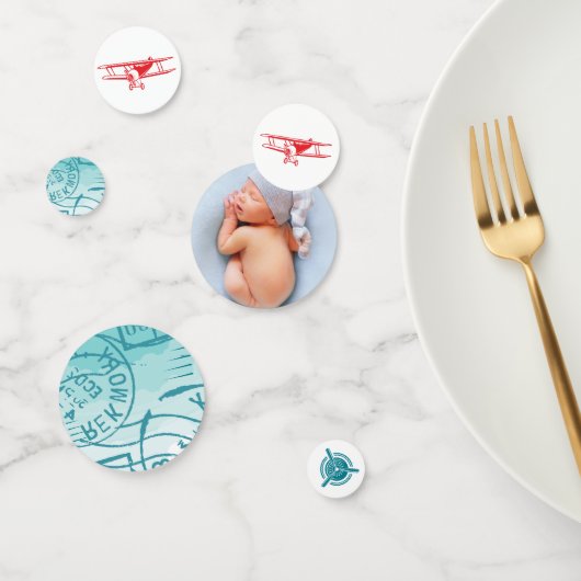 Verjaardagsfoto van vliegtuig confetti (Groep)