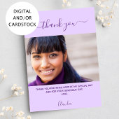 Verjaardagsfoto violette paarse dank u kaart