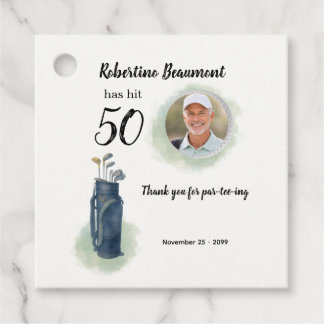 Verjaardagsfoto voor mannen Elegant golf thema 50s Bedankjes Labels
