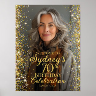 Verjaardagsfoto welkom teken gouden ontwerp poster