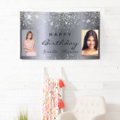 Verjaardagsfoto zilveren glitter beste vrienden tw spandoek (Insitu)